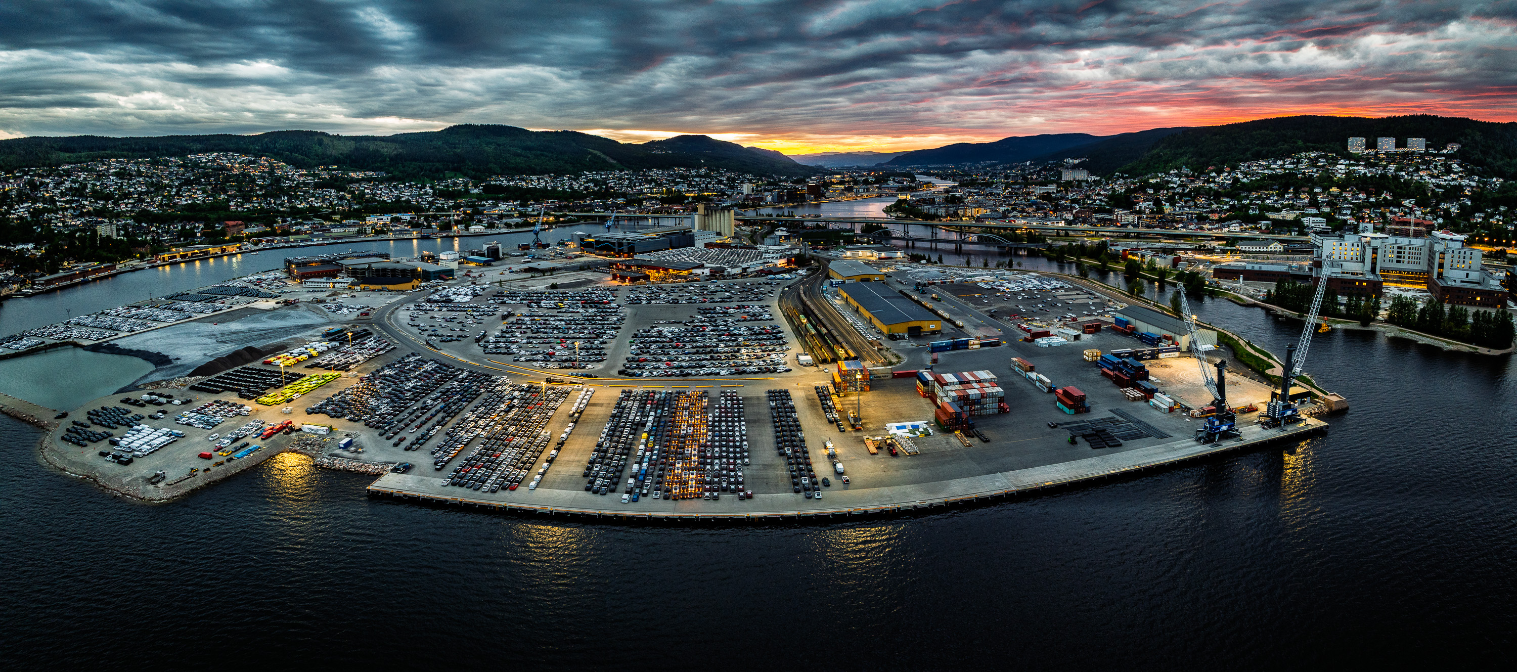 Dronefoto Drammen havn